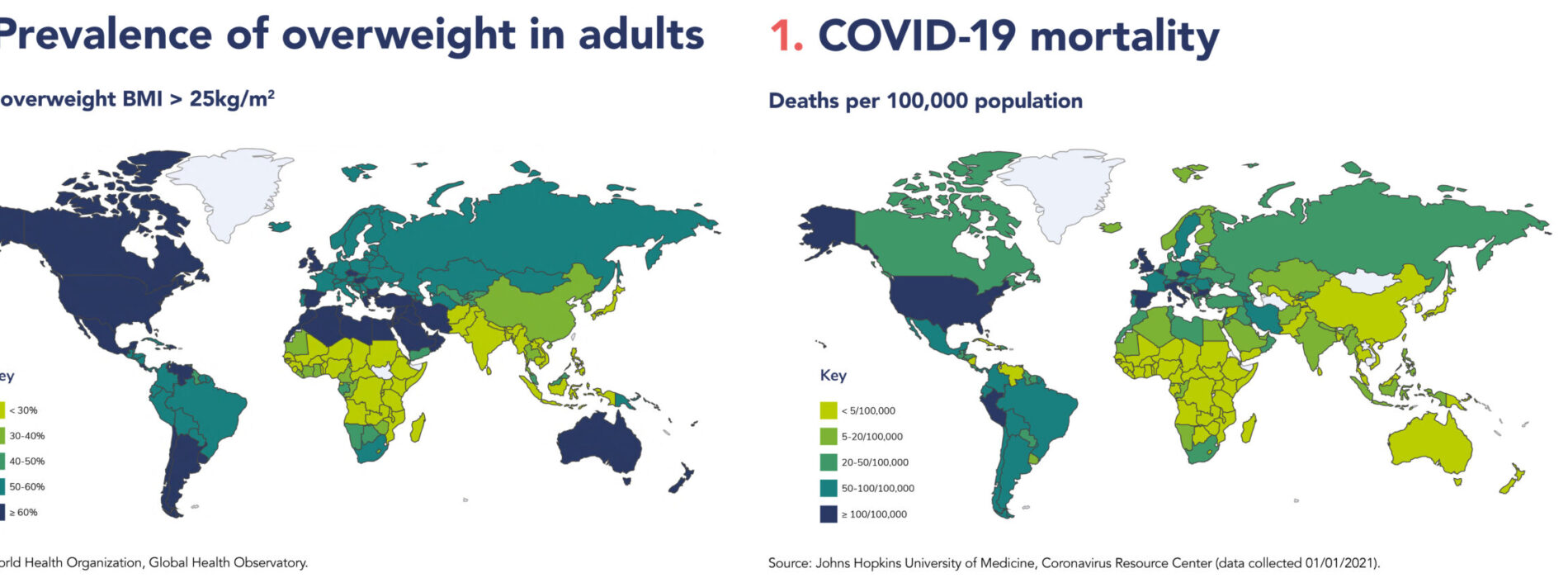 Overweight and death rate world map